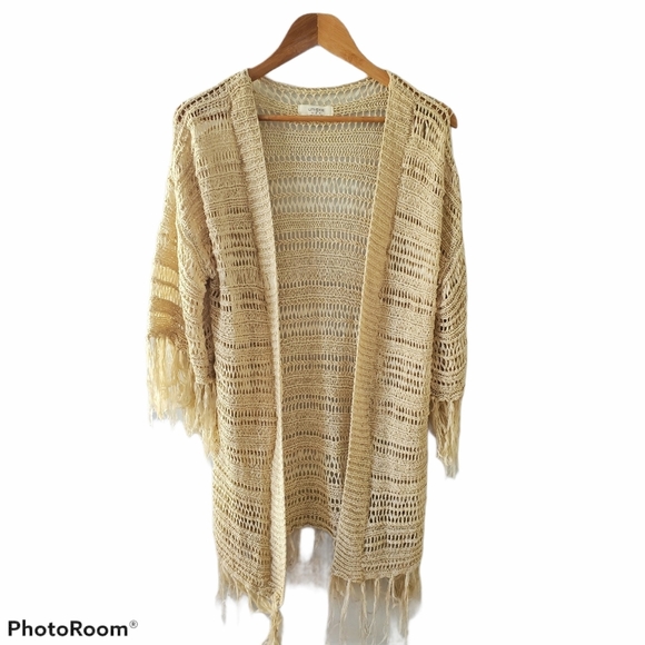 Umgee Ivory Open Knit Long Cardigan Size S/M - Picture 1 of 9